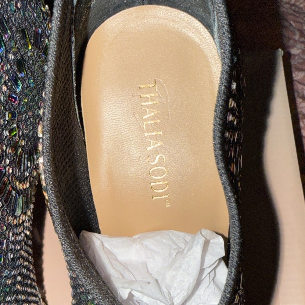 Thalia Sodi Black and Multicolor Embellished Heels - Picture 7 of 8